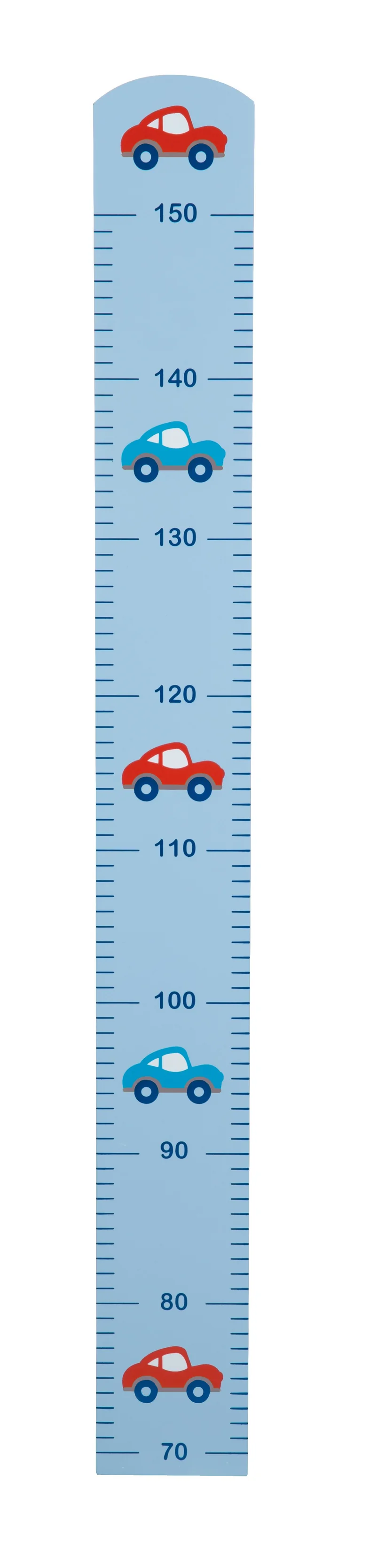 Messlatte "Rennfahrer" – mit Auto Motiv, Skala bis 150 cm für Kinder, Holz, blau lackiert
