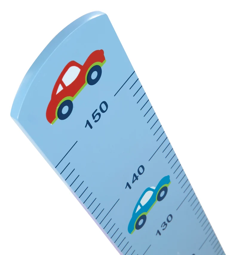 Messlatte "Rennfahrer" – mit Auto Motiv, Skala bis 150 cm für Kinder, Holz, blau lackiert