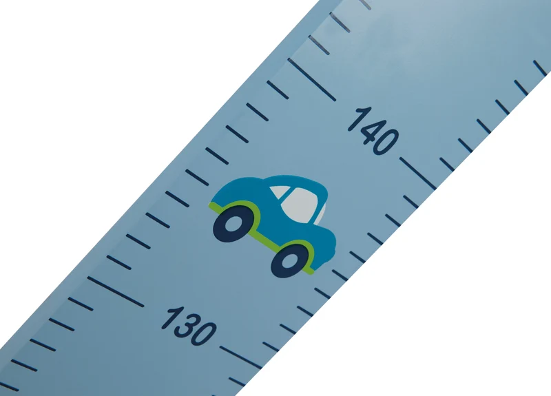 Messlatte "Rennfahrer" – mit Auto Motiv, Skala bis 150 cm für Kinder, Holz, blau lackiert