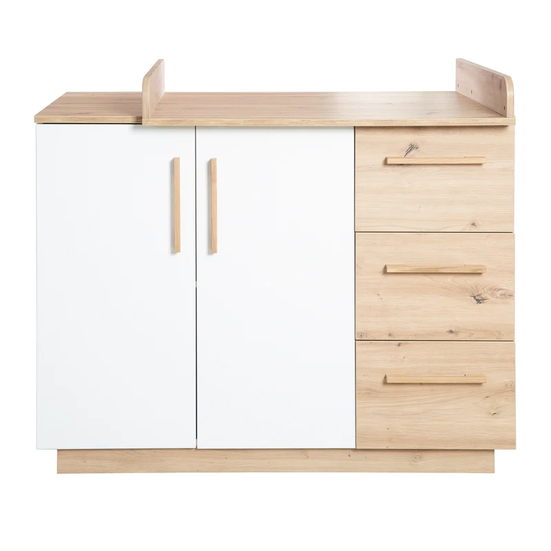 Kinderzimmerset 'Lion' 3-teilig - Bett 70x140 + Wickelkommode breit + Kleiderschrank