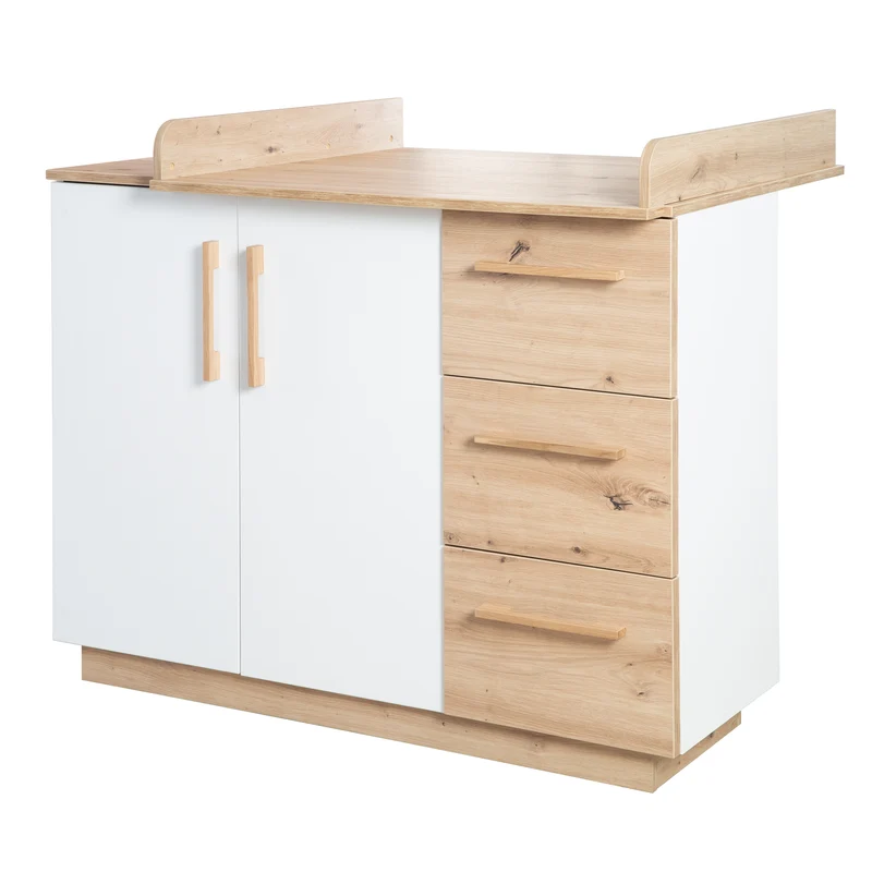 Kinderzimmerset 'Lion' 3-teilig - Bett 70x140 + Wickelkommode breit + Kleiderschrank