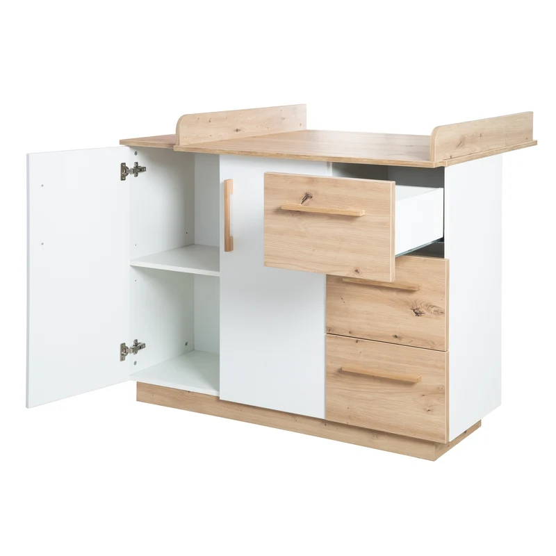 Kinderzimmerset 'Lion' 3-teilig - Bett 70x140 + Wickelkommode breit + Kleiderschrank