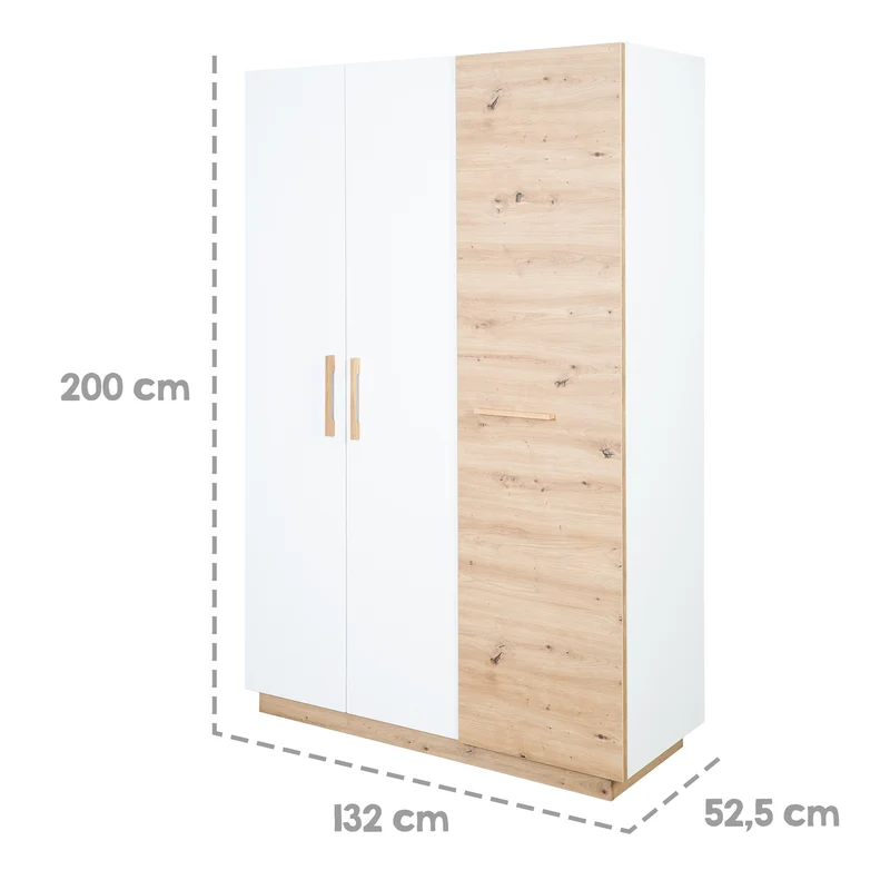 Kinderzimmerset 'Lion' 3-teilig - Bett 70x140 + Wickelkommode breit + Kleiderschrank