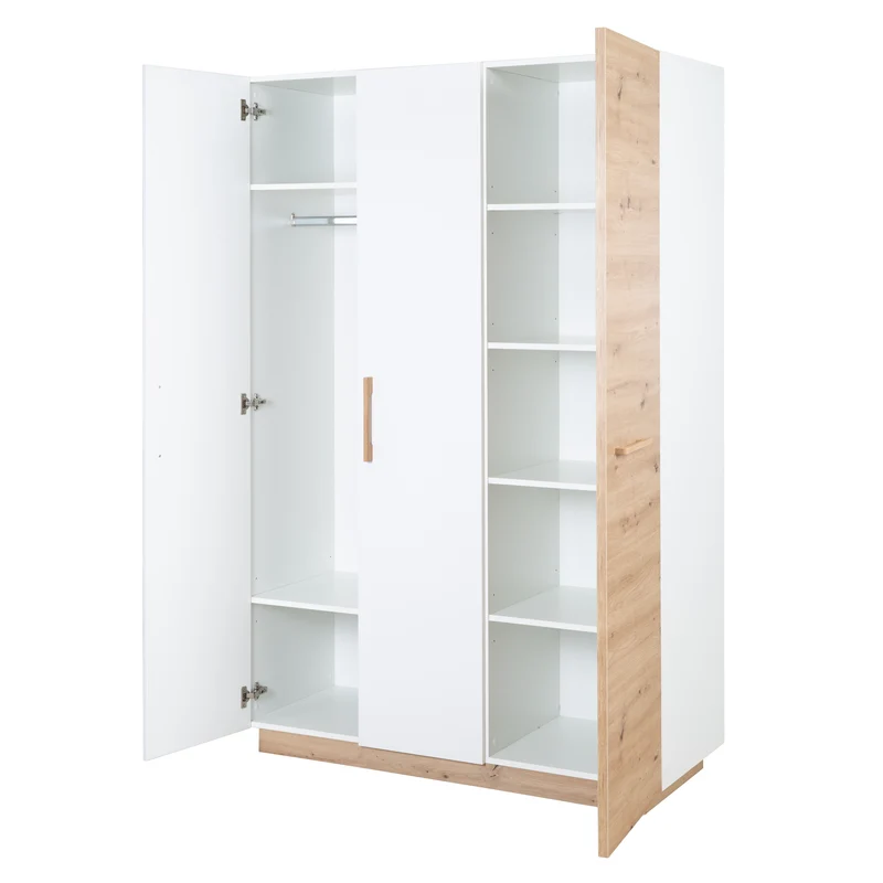 Kinderzimmerset 'Lion' 3-teilig - Bett 70x140 + Wickelkommode breit + Kleiderschrank
