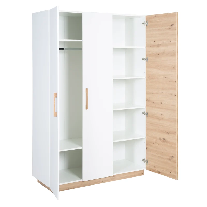 Kinderzimmerset 'Lion' 3-teilig - Bett 70x140 + Wickelkommode breit + Kleiderschrank