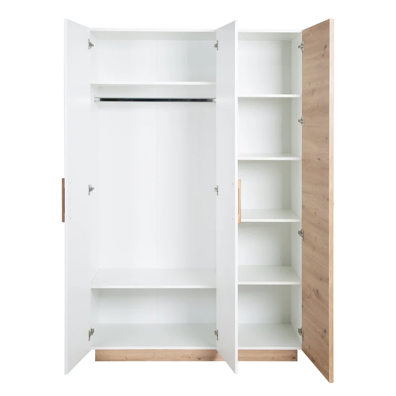 Kinderzimmerset 'Lion' 3-teilig - Bett 70x140 + Wickelkommode breit + Kleiderschrank
