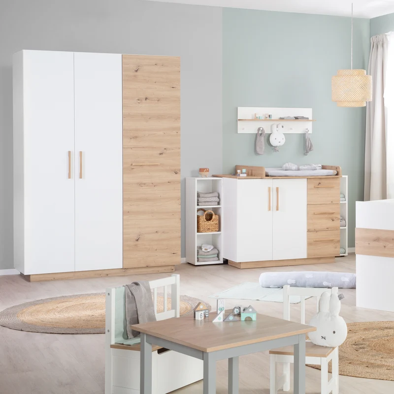 Kinderzimmerset 'Lion' 3-teilig - Bett 70x140 + Wickelkommode breit + Kleiderschrank