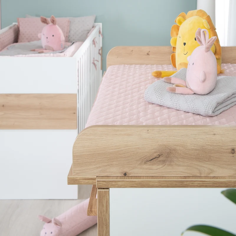 Kinderzimmerset 'Lion' 3-teilig - Bett 70x140 + Wickelkommode breit + Kleiderschrank