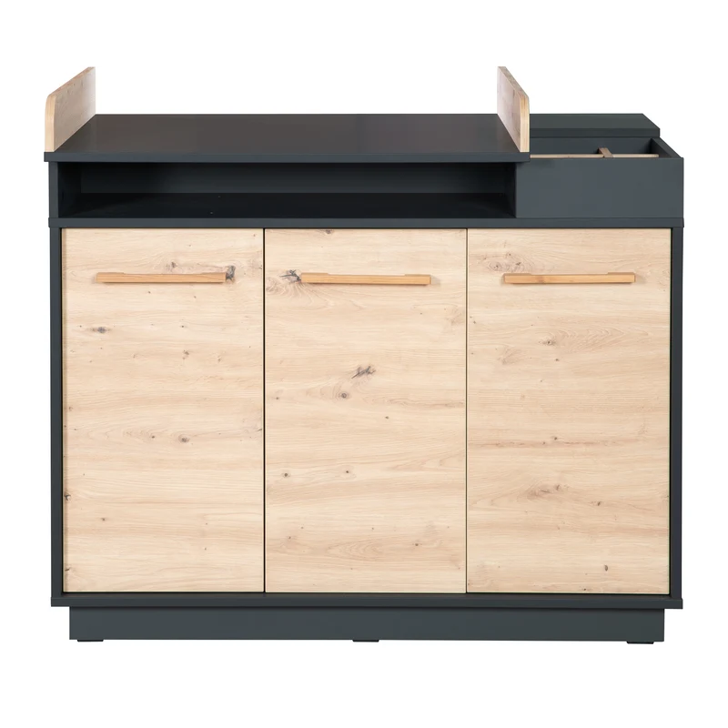 Kinderzimmerset 'Lenn' 3-teilig - Bett 70x140 + Wickelkommode + Kleiderschrank 3-türig