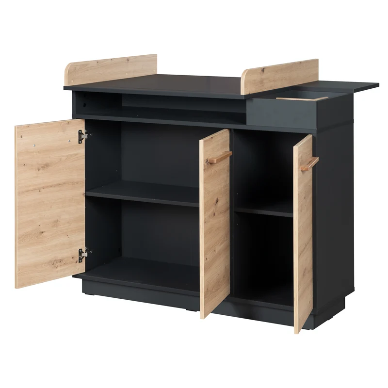 Kinderzimmerset 'Lenn' 3-teilig - Bett 70x140 + Wickelkommode + Kleiderschrank 3-türig