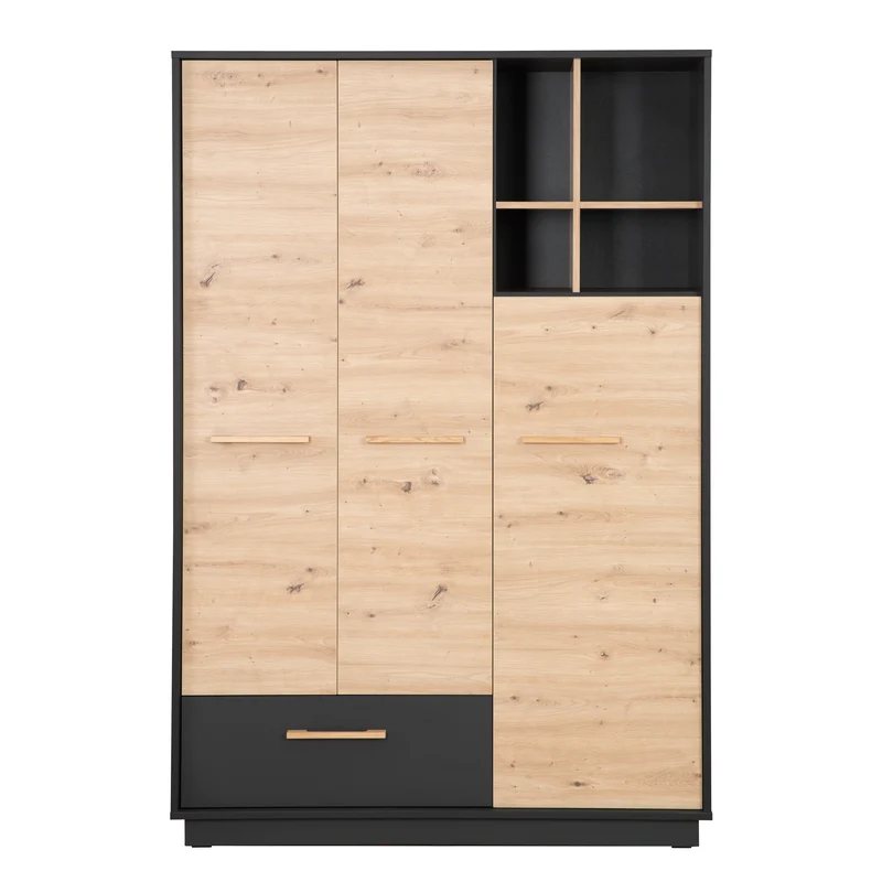 Kinderzimmerset 'Lenn' 3-teilig - Bett 70x140 + Wickelkommode + Kleiderschrank 3-türig