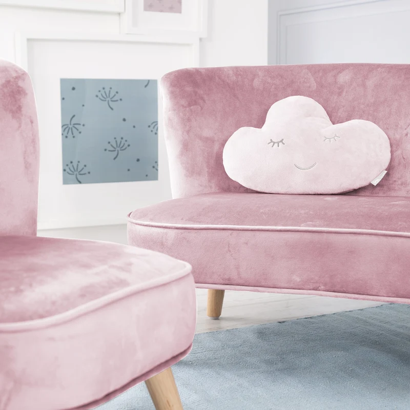Deko-/Kuschelkissen"roba Style" – rosa, flauschiges Wolken-Dekokissen für Baby- & Kinderzimmer