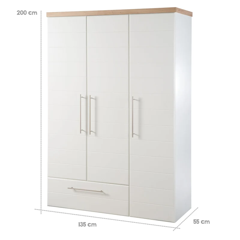 Kinderzimmerset "Nele" 3-teilig – inkl. Kombi-Kinderbett 70 x 140, Wickelkommode & Schrank 3-türig