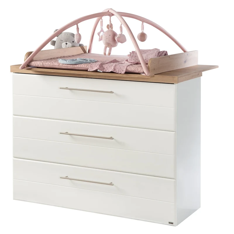 Kinderzimmerset "Nele" 3-teilig – inkl. Kombi-Kinderbett 70 x 140, Wickelkommode & Schrank 3-türig