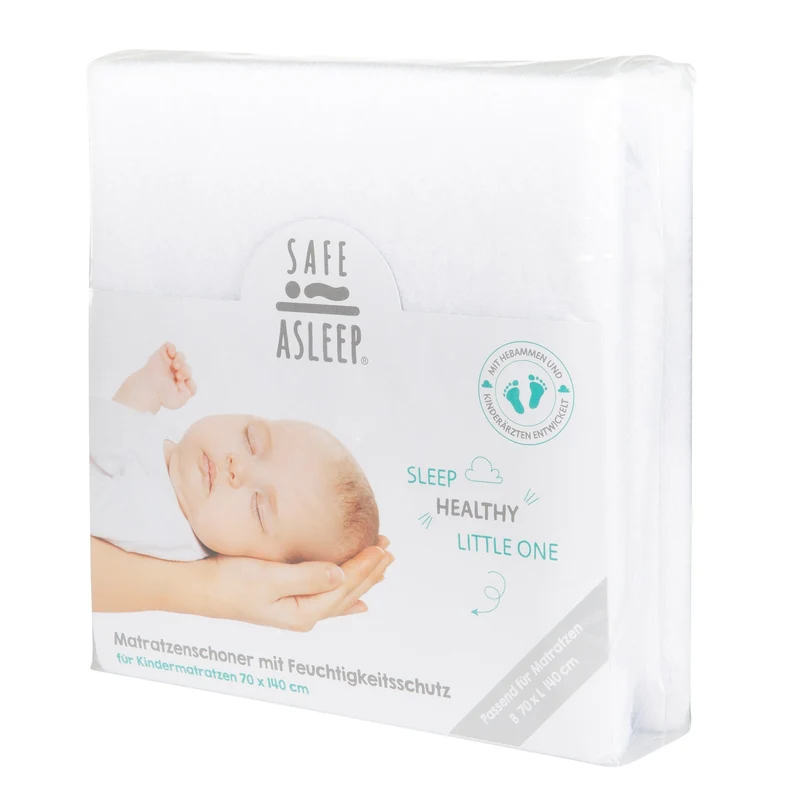 Matratzenschoner "safe asleep®" – mit Feuchtigkeitsschutz für Matratzen 140 x 70 cm & 120 x 60 cm, weiß