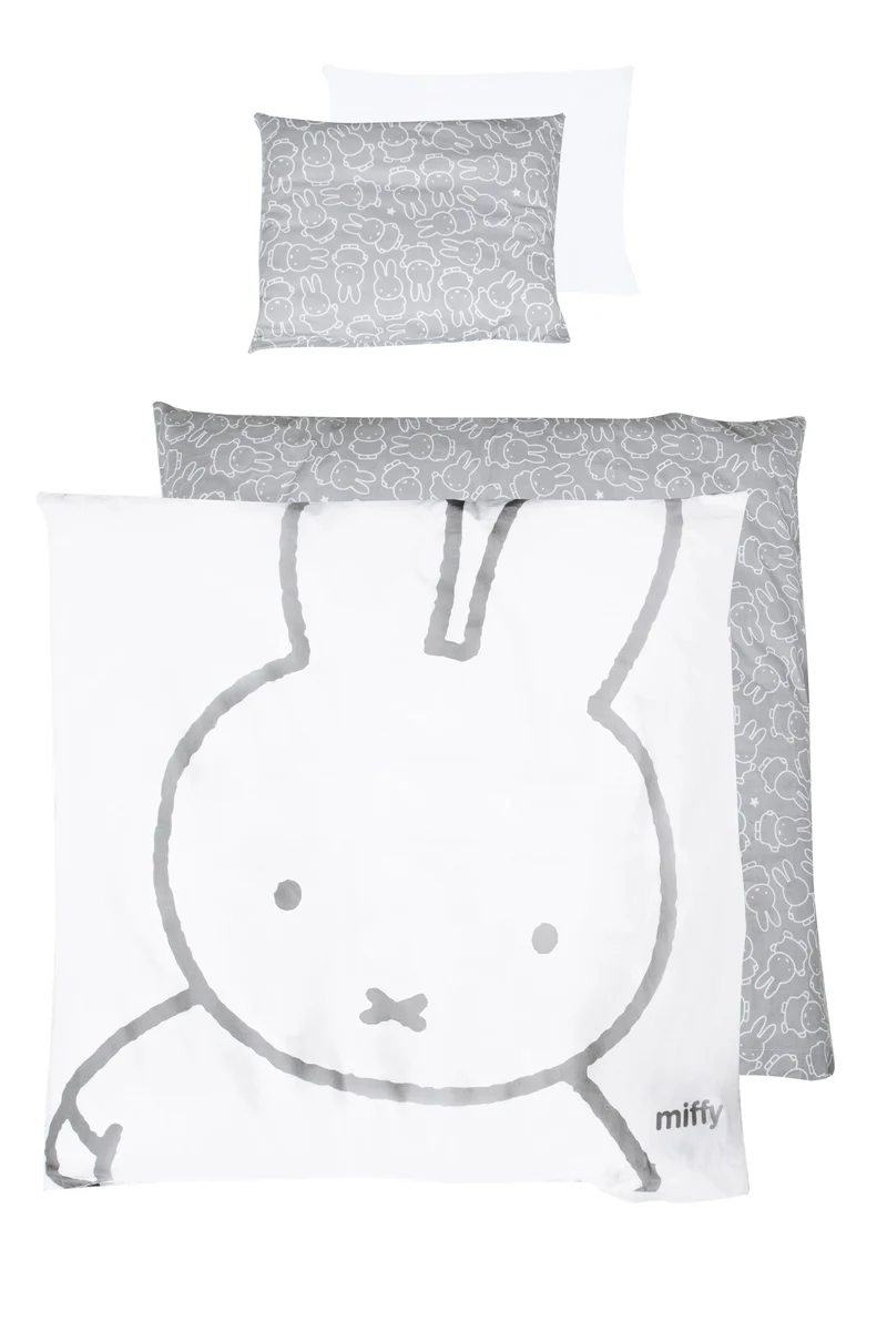 Wiegenset "miffy®" – 2-teilig, Wiegenbettwäsche 80 x 80 cm, Wendebettwäsche, Baumwolle