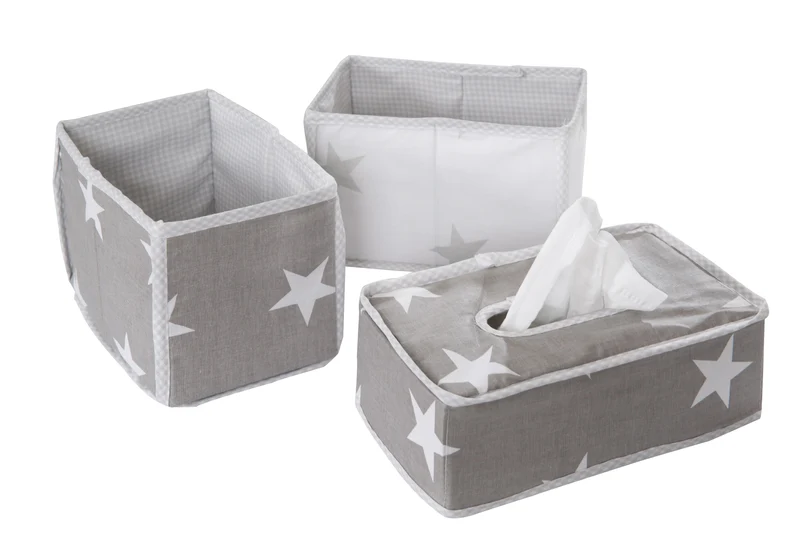 Pflegeorganizer-Set "Little Stars" – 3-teilig 2 Boxen für Windeln & Wickelzubehör, 1 Dekobox