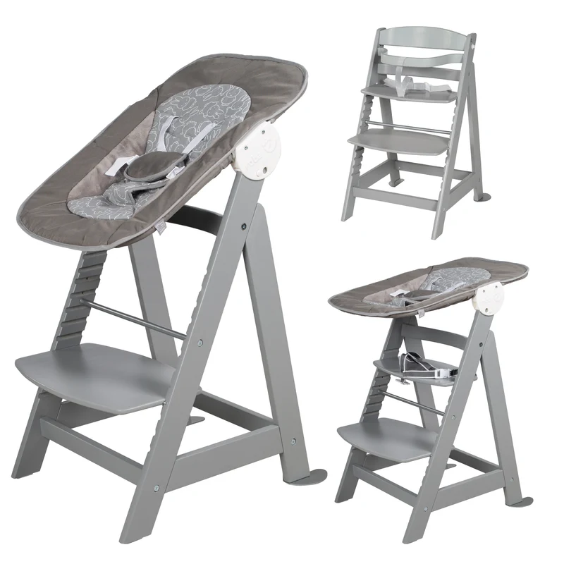 Treppenhochstuhl "Born Up" – Set 2 in 1, "miffy", Babyhochstuhl mit Liegefunktion, ab Geburt, taupe