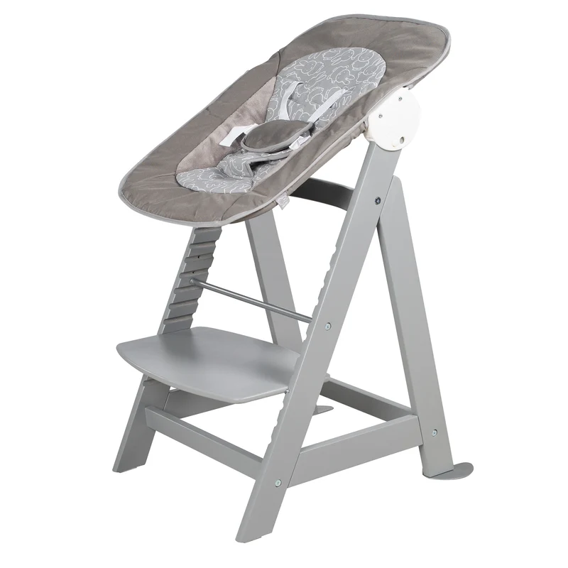 Treppenhochstuhl "Born Up" – Set 2 in 1, "miffy", Babyhochstuhl mit Liegefunktion, ab Geburt, taupe