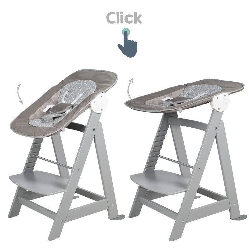 Treppenhochstuhl "Born Up" – Set 2 in 1, "miffy", Babyhochstuhl mit Liegefunktion, ab Geburt, taupe