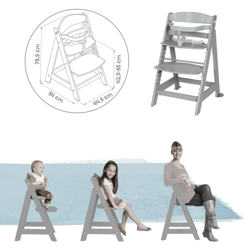 Treppenhochstuhl "Born Up" – Set 2 in 1, "miffy", Babyhochstuhl mit Liegefunktion, ab Geburt, taupe