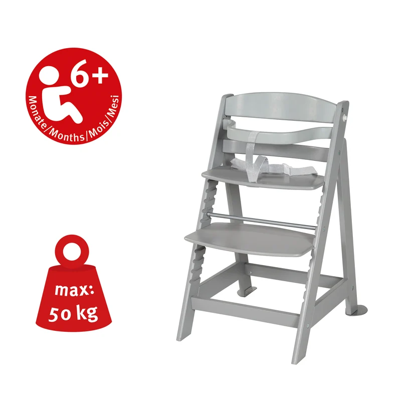 Treppenhochstuhl "Born Up" – Set 2 in 1, "miffy", Babyhochstuhl mit Liegefunktion, ab Geburt, taupe