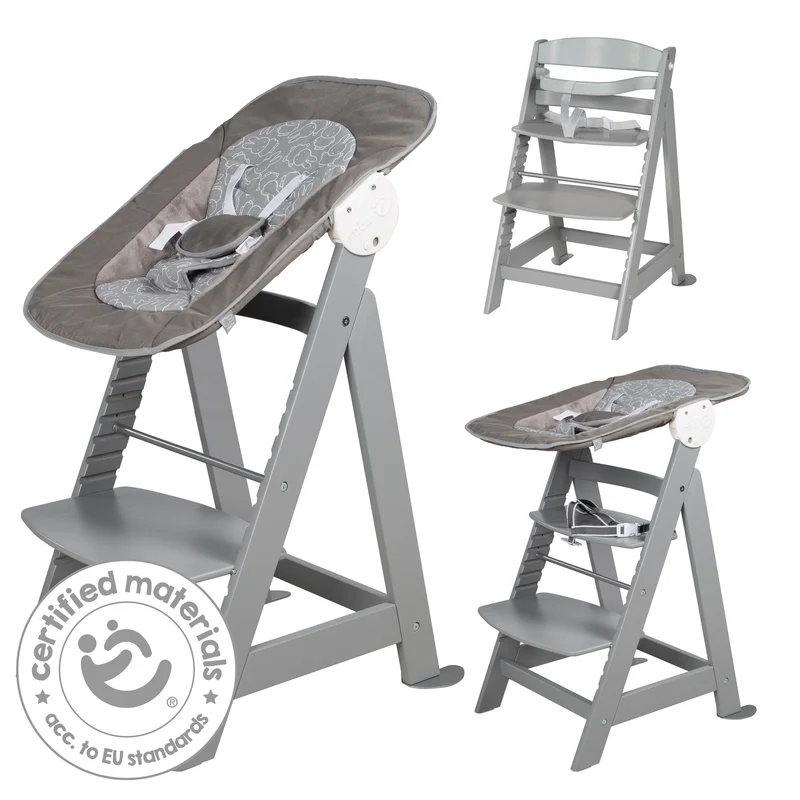 Treppenhochstuhl "Born Up" – Set 2 in 1, "miffy", Babyhochstuhl mit Liegefunktion, ab Geburt, taupe
