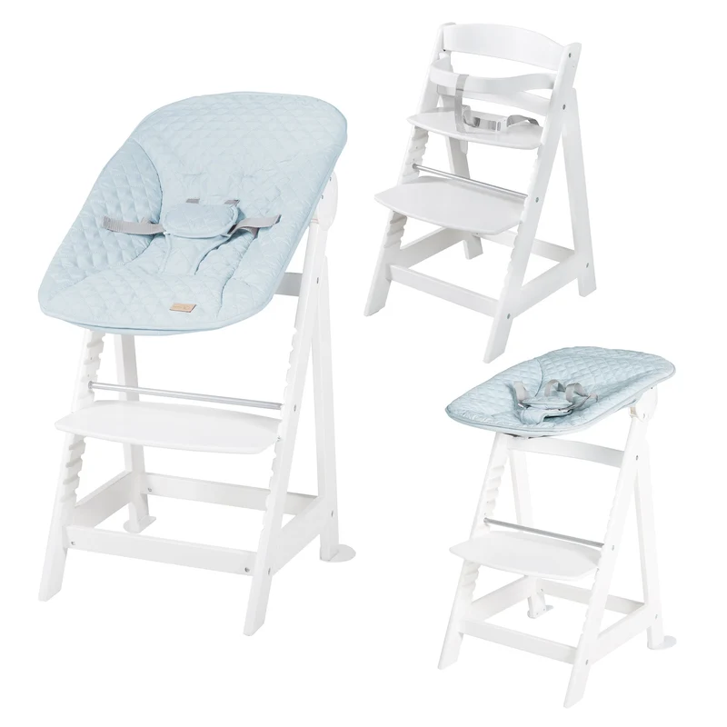 Treppenhochstuhl "Born Up" – Set 2 in 1, roba Style hellblau, mit Liegefunktion, ab Geburt