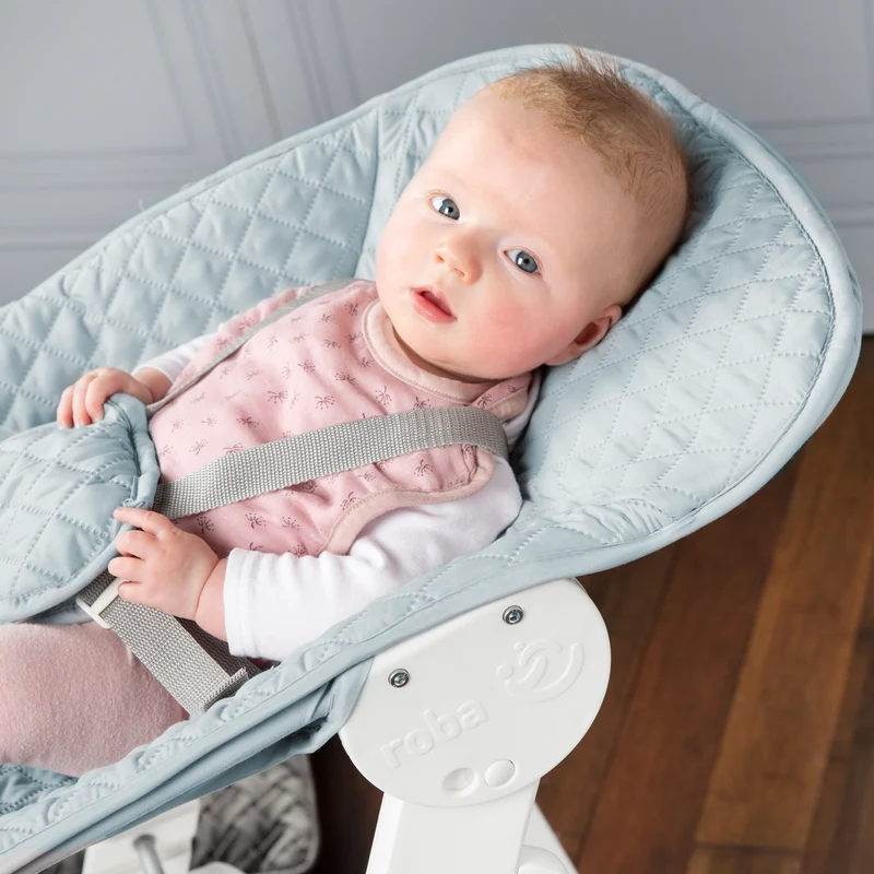Treppenhochstuhl "Born Up" – Set 2 in 1, roba Style hellblau, mit Liegefunktion, ab Geburt