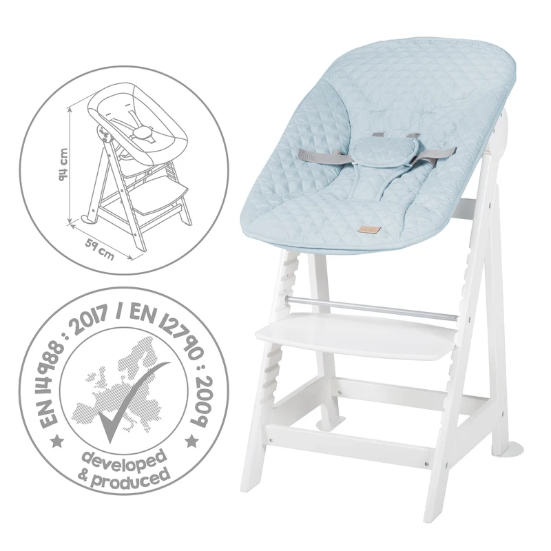 Treppenhochstuhl "Born Up" – Set 2 in 1, roba Style hellblau, mit Liegefunktion, ab Geburt