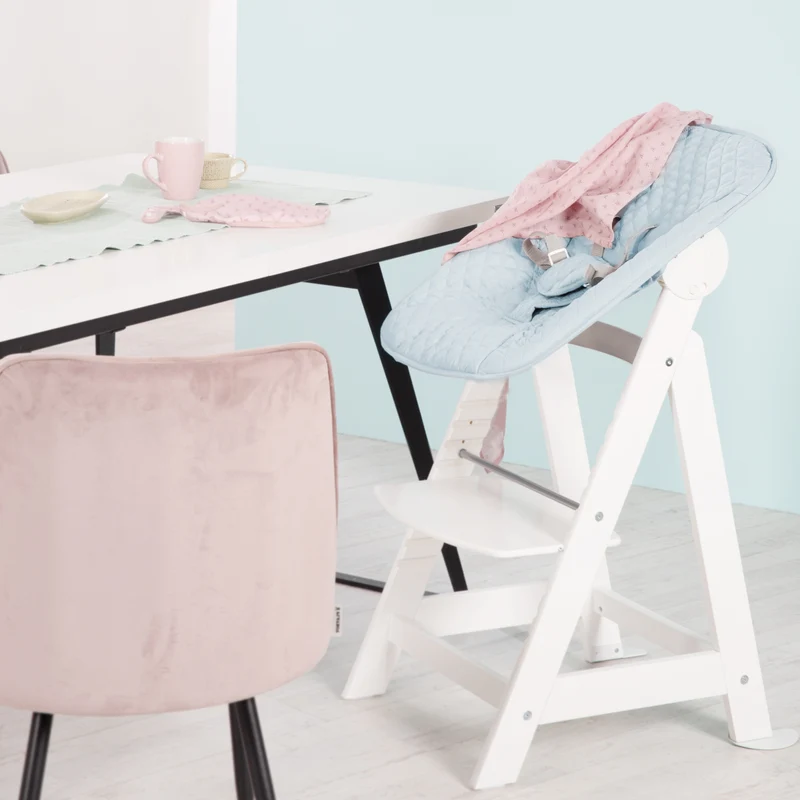 Treppenhochstuhl "Born Up" – Set 2 in 1, roba Style hellblau, mit Liegefunktion, ab Geburt