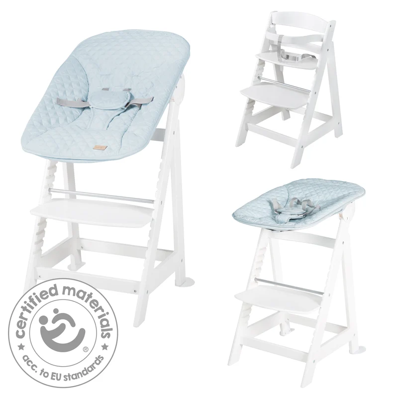 Treppenhochstuhl "Born Up" – Set 2 in 1, roba Style hellblau, mit Liegefunktion, ab Geburt