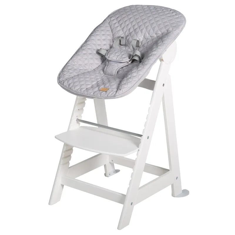 Treppenhochstuhl "Born Up" weiß – Set 2 in 1, roba Style grau, Hochstuhl mit Liegefunktion, ab Geburt