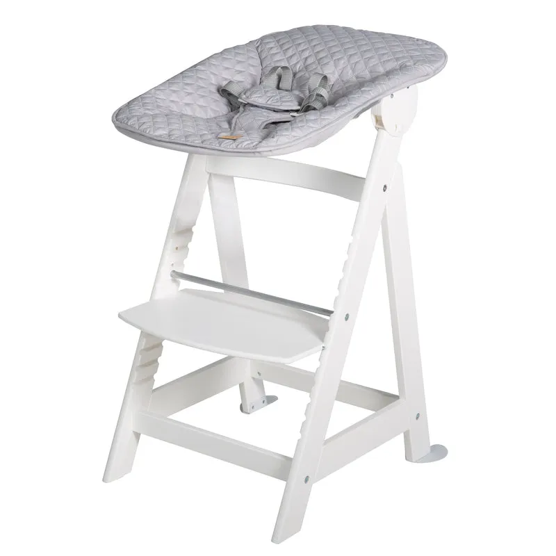 Treppenhochstuhl "Born Up" weiß – Set 2 in 1, roba Style grau, Hochstuhl mit Liegefunktion, ab Geburt
