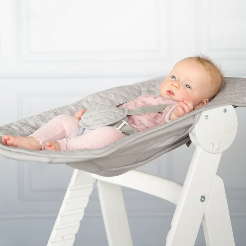 Treppenhochstuhl "Born Up" weiß – Set 2 in 1, roba Style grau, Hochstuhl mit Liegefunktion, ab Geburt
