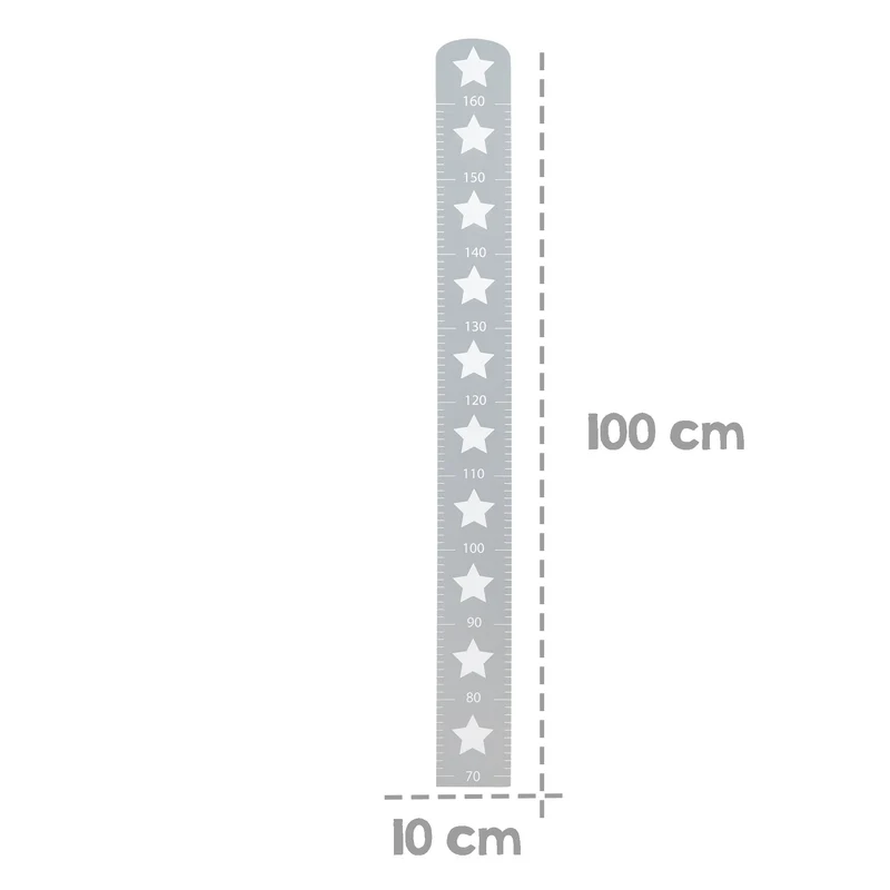 Messlatte "Little Stars" – mit Sterne Motiv, Skala bis 160 cm, Messleiste aus Holz, grau