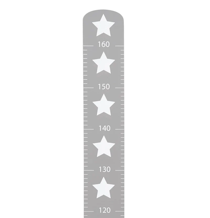 Messlatte "Little Stars" – mit Sterne Motiv, Skala bis 160 cm, Messleiste aus Holz, grau