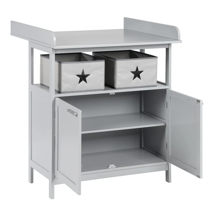 Möbelset 'Hamburg' - Baby- & Beistellbett 60x120 + Wickelkommode 2-türig - Taupe