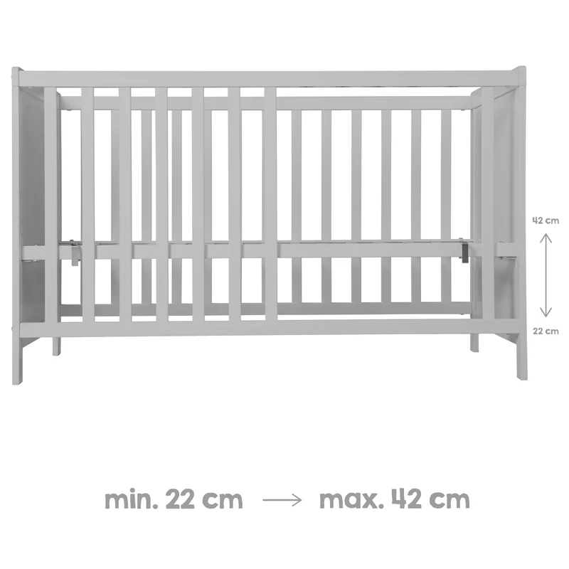 Möbelset 'Hamburg' - Baby- & Beistellbett 60x120 + Wickelkommode 2-türig - Taupe