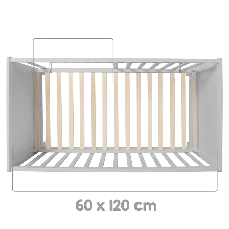 Möbelset 'Hamburg' - Baby- & Beistellbett 60x120 + Wickelkommode 2-türig - Taupe