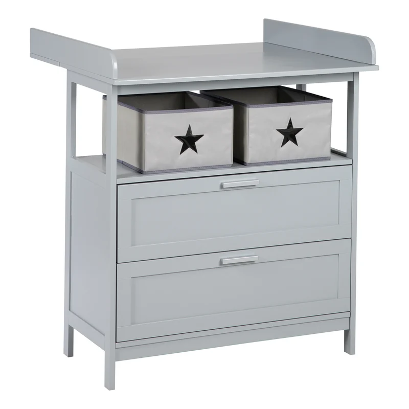 Möbelset 'Hamburg' - Baby- & Beistellbett 60x120 + Wickelkommode - Taupe