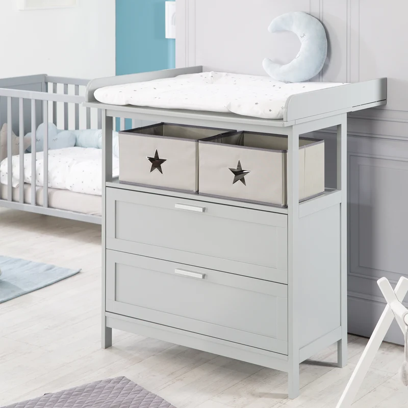 Möbelset 'Hamburg' - Baby- & Beistellbett 60x120 + Wickelkommode - Taupe