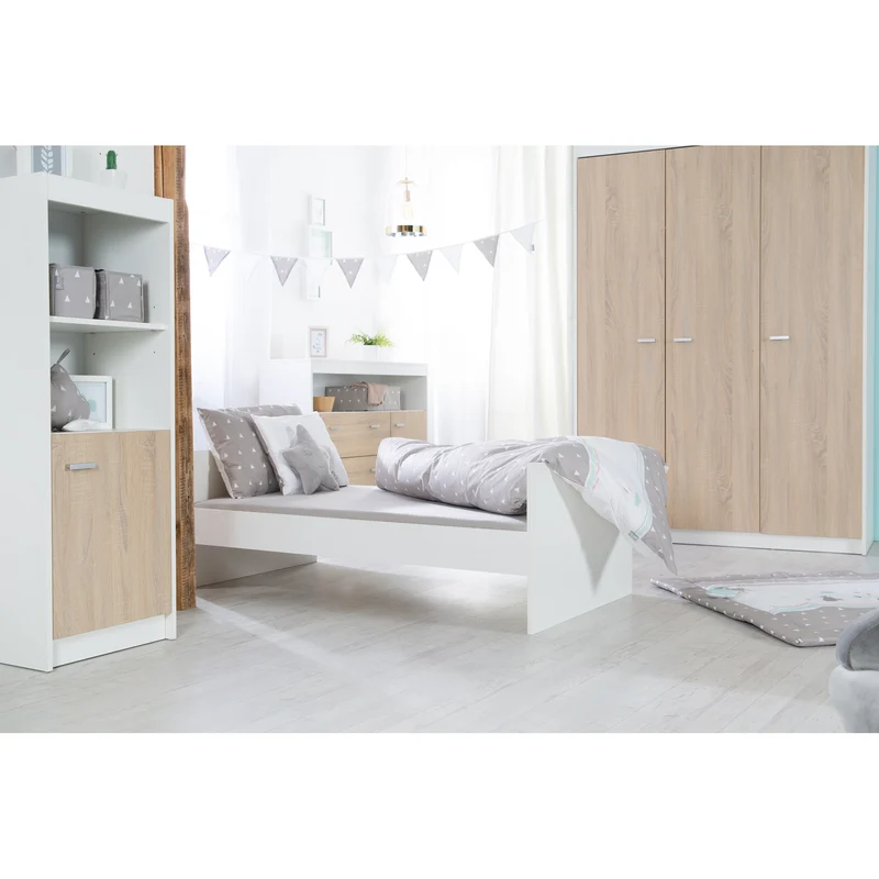 Möbelset 'Gabriella' inkl. Babybett 70 x 140 cm & breite Wickelkommode, bicolor
