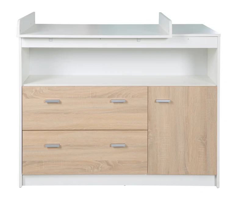 Möbelset 'Gabriella' inkl. Babybett 70 x 140 cm & breite Wickelkommode, bicolor