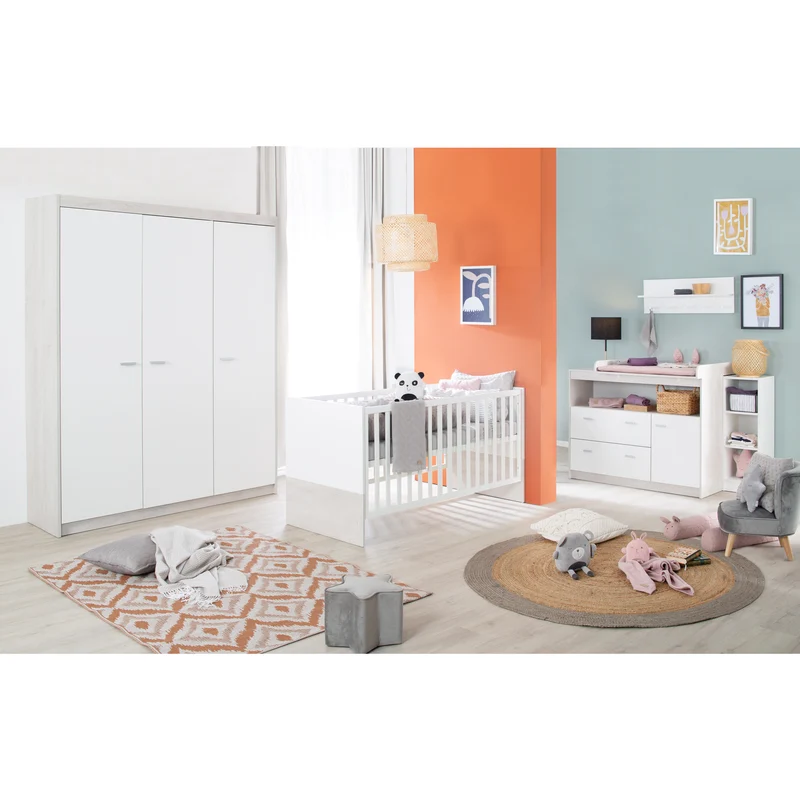 Zimmerset 'Julia' 3-teilig, inkl. Kombi-Kinderbett 70 x 140, Wickelkommode & Schrank 3-türig