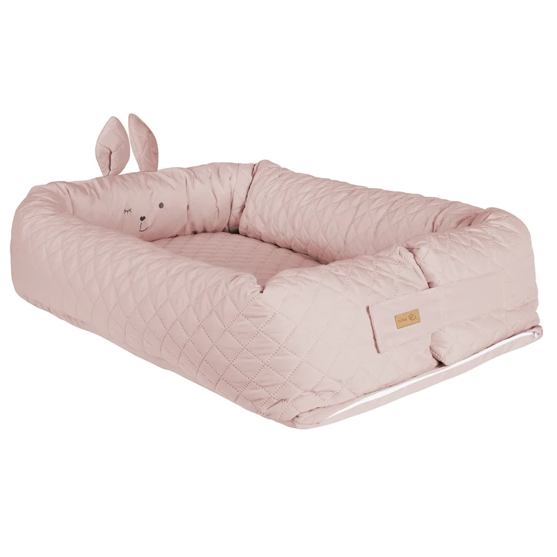 Babylounge "roba Style" – Kuschelnest mit Häschen-Gesicht "Lily", rosa, Reisebett, Wickelauflage