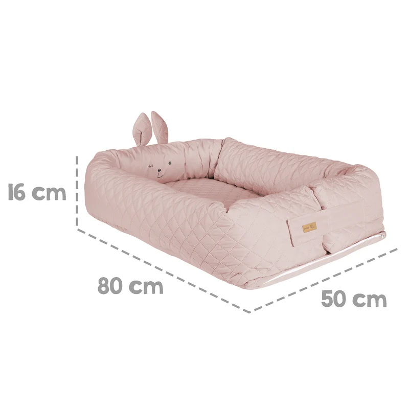 Babylounge "roba Style" – Kuschelnest mit Häschen-Gesicht "Lily", rosa, Reisebett, Wickelauflage