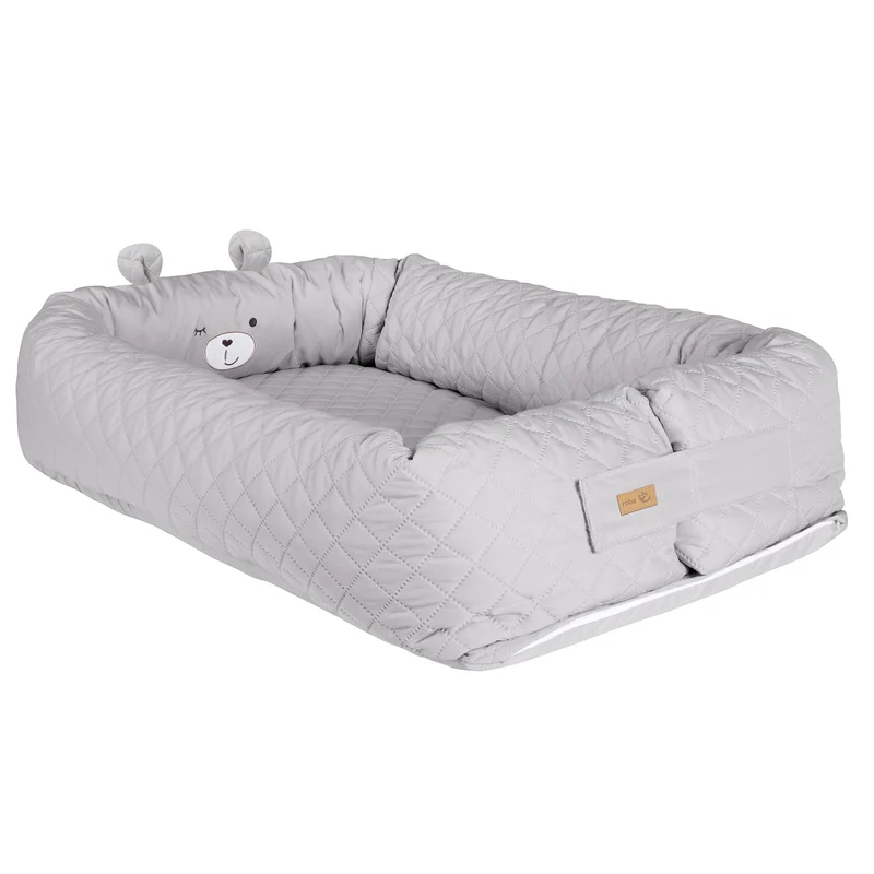 Babylounge "roba Style" – Kuschelnest mit Bärengesicht "Sammy", grau, Reisebett, Wickelauflage