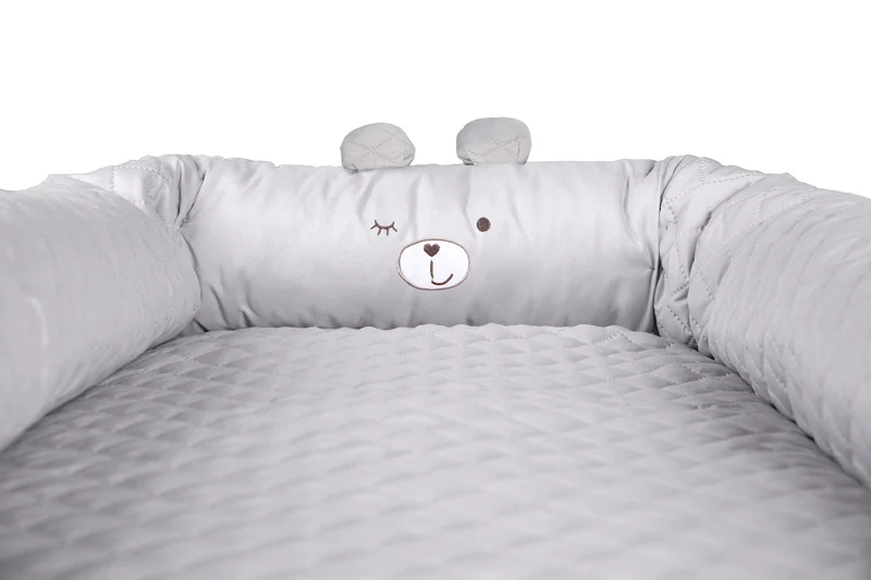 Babylounge "roba Style" – Kuschelnest mit Bärengesicht "Sammy", grau, Reisebett, Wickelauflage
