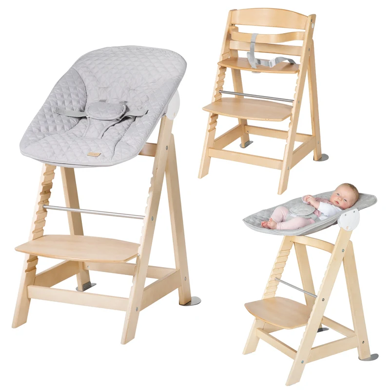 Treppenhochstuhl "Born Up" – Set 2 in 1, roba Style grau, Hochstuhl mit Liegefunktion, ab Geburt